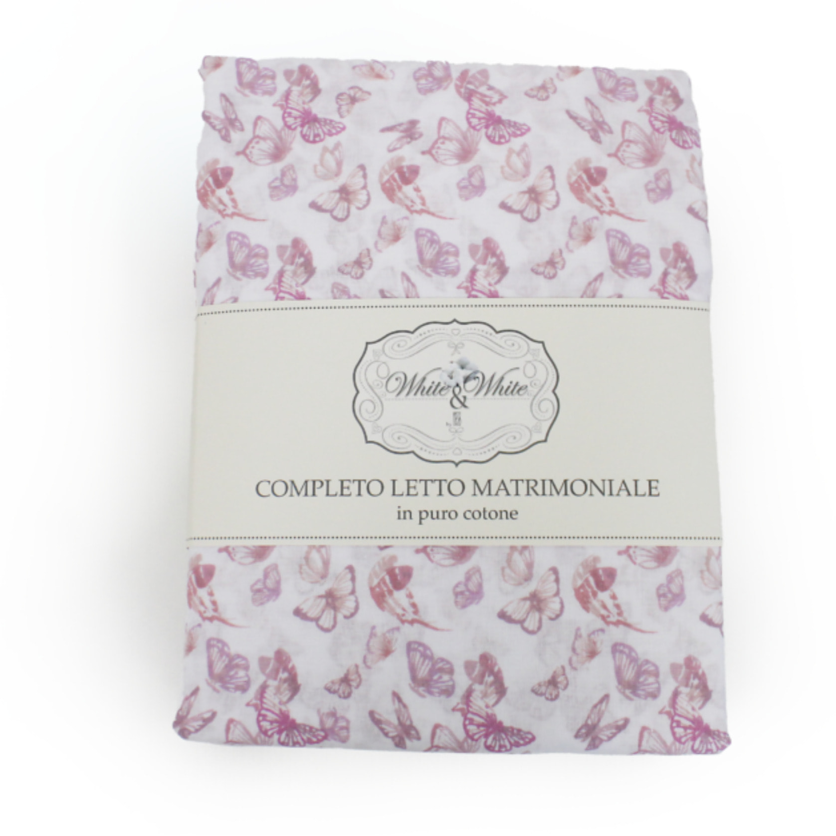 TESS HOME COLLECTION Completo letto matrimoniale Farfalle in Puro Cotone