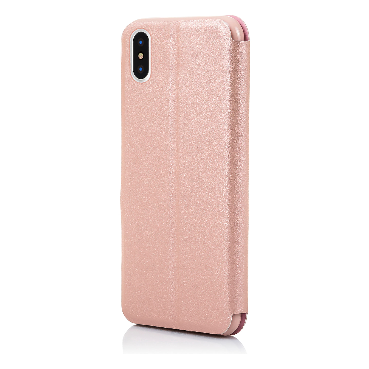 DAM CUSTODIA A LIBRO CON CHIUSURA MAGNETICA A FINESTRA IPHONE X 7x2x14 Cm. Colore: oro rosa