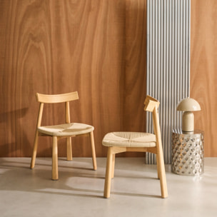 Chaise scandinave bois d'hévéa assise en corde (lot de 2)  TILDA