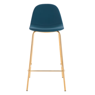 Lot de 2 chaises pour îlot central 65 cm en cuir synthétique bleu - Henrik
