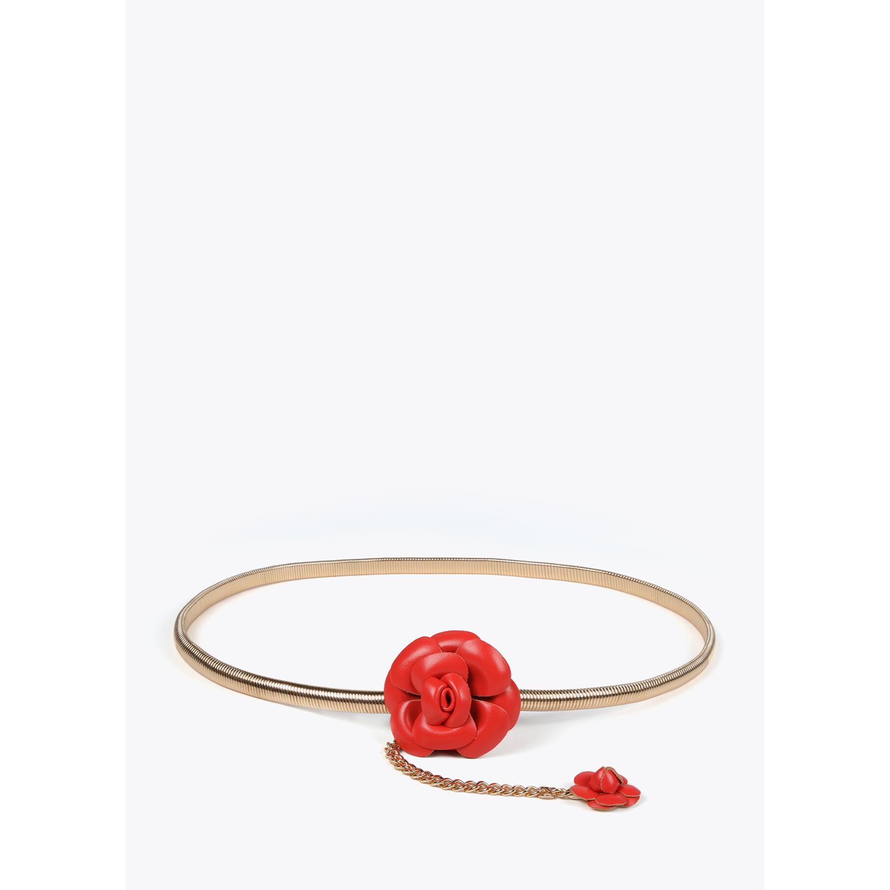 Cintura elasticizzata metallo fiori effetto pelle