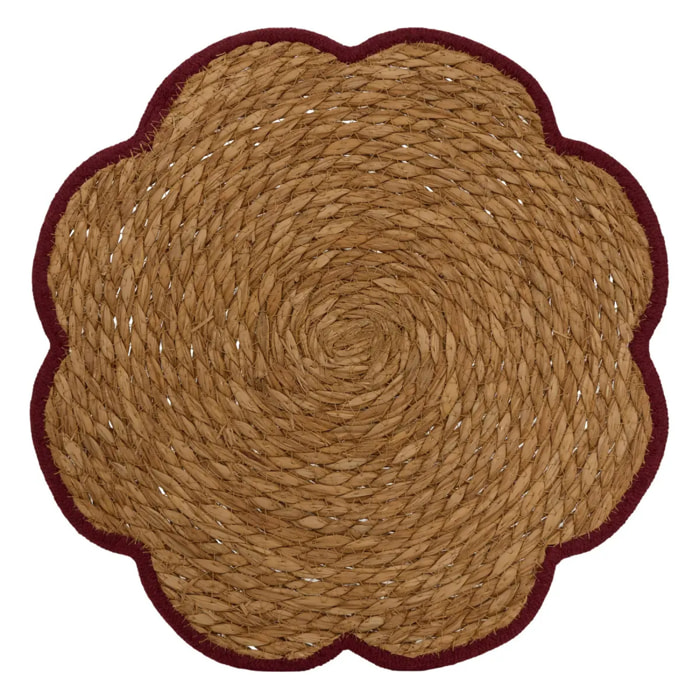 Set de table forme fleur Mona D.38cm bordeaux