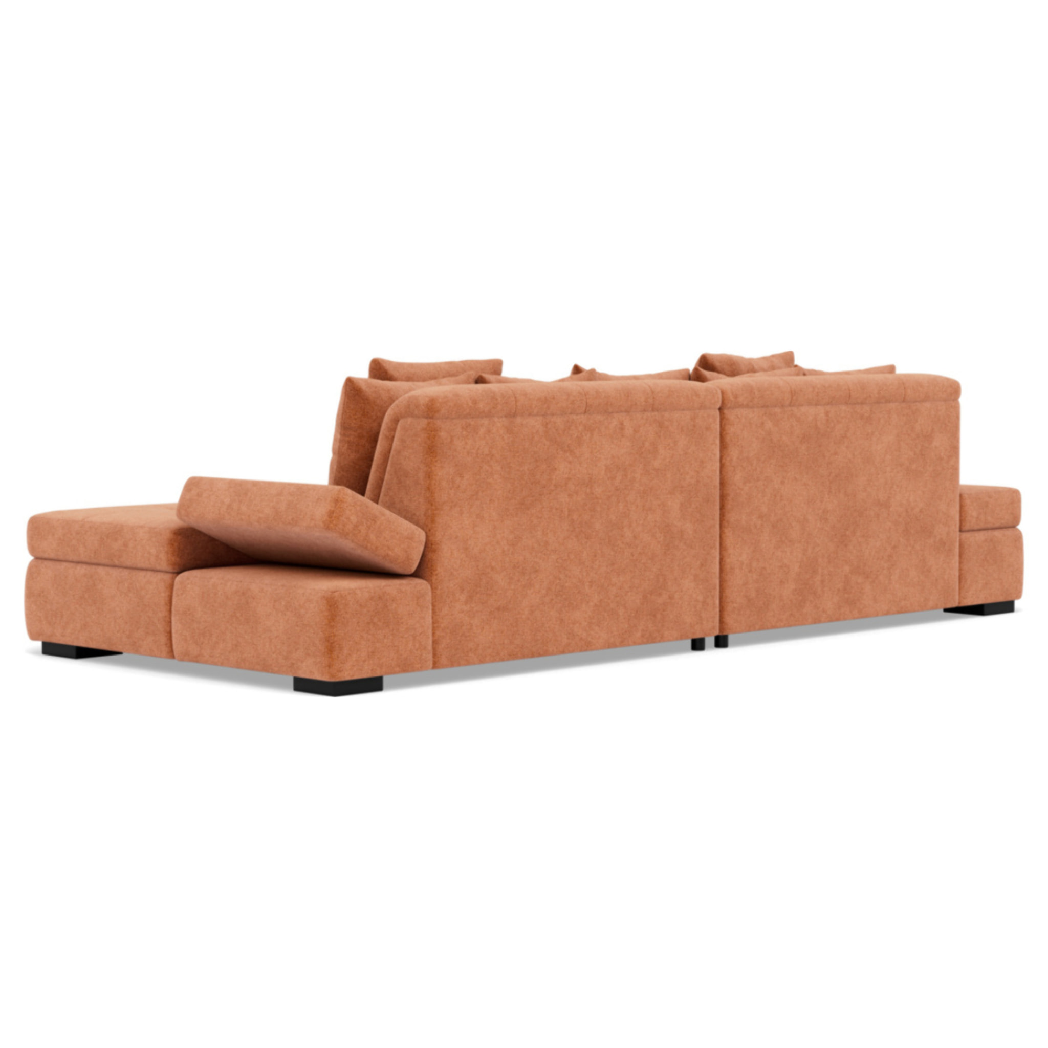 Vermont - canapé droit 4 places avec double méridienne - assise profonde - en velours texturé - Terracotta