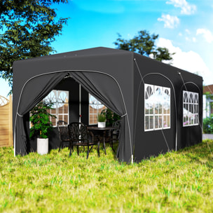 Tonnelle barnum pop up automatique 3x6 m - hauteur réglable - sac de transport, 6 sacs à lester inclus - anthracite