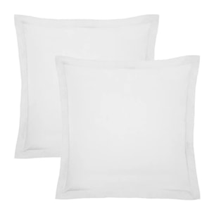 Lot de 2 taies percale de coton uni blanc Giulia blanc