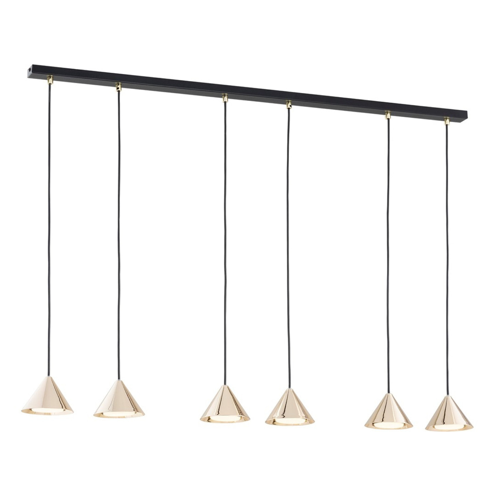 Lampada a sospensione Elit in acciaio nero opaco e oro