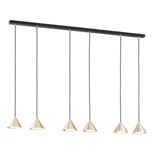 Lampada a sospensione Elit in acciaio nero opaco e oro