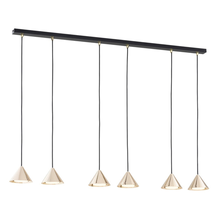 Lampada a sospensione Elit in acciaio nero opaco e oro