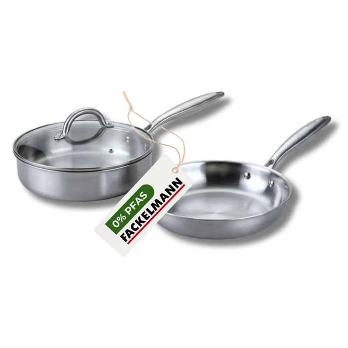 Set de 2 poêles de cuisson 24 cm en inox sans PFAS Fackelmann Vita3