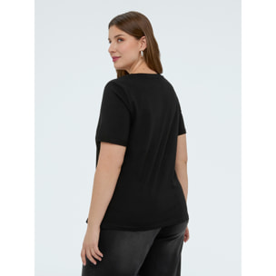 Fiorella Rubino - Camiseta de algodón con letras de cristal - Negro