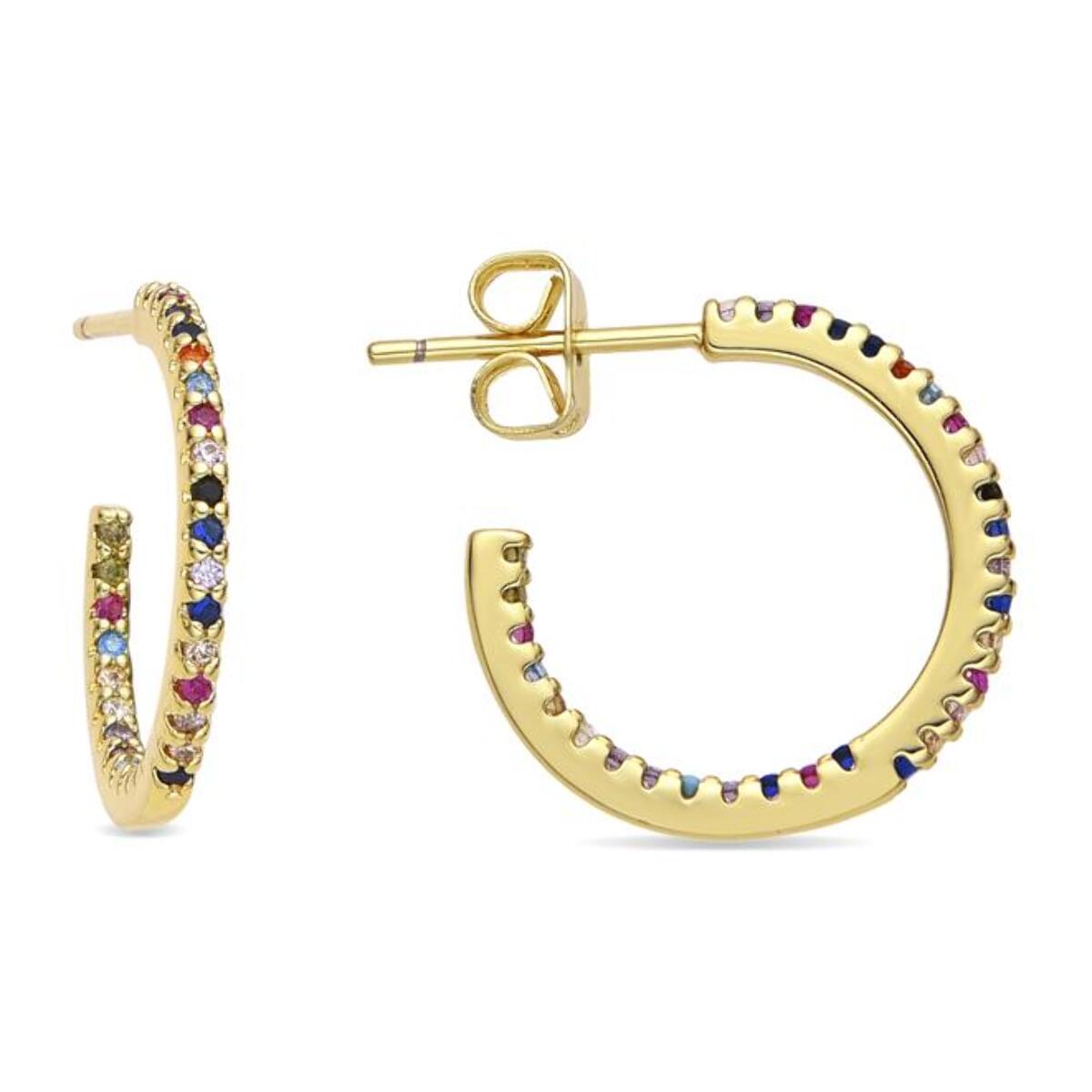 Pendientes con Circonita Multicolor acabado oro 18k