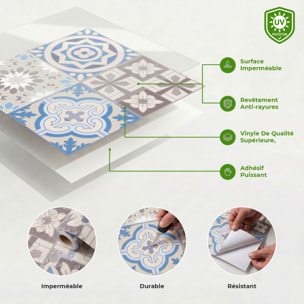 Sticker Sol avec laminat de Protection en Plastique Anti-dérapant | Stickers adhésif Sol - CARRELAGES SOL HORTENSIA - 1 sticker