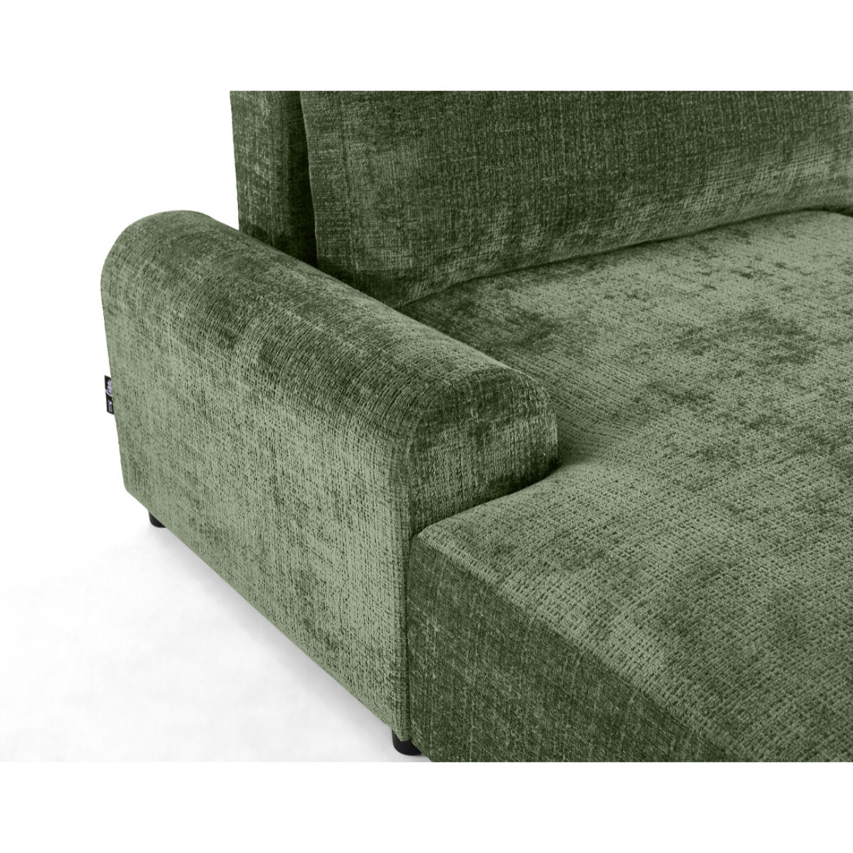 Nelly - canapé d'angle gauche 4 places convertible avec coffre en velours texturé - Vert sauge