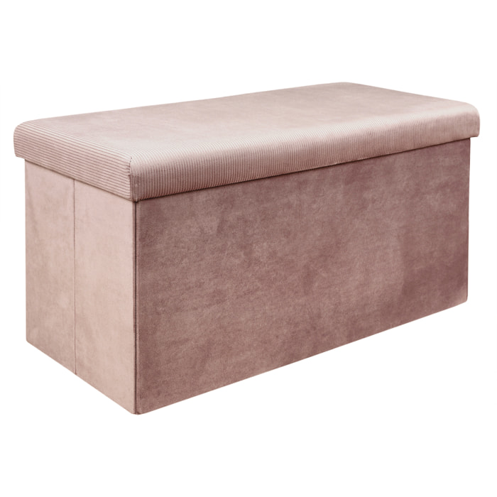 Coffre Banc Pliable Velours Cotele Giulia Rose