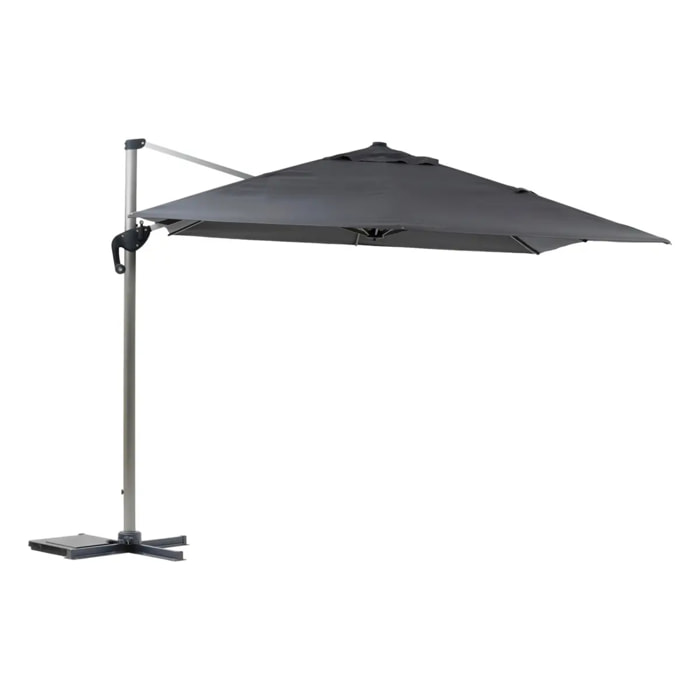 Parasol déporté rectangulaire "Équador" Ardoise 4 x 3m en aluminium et polyester