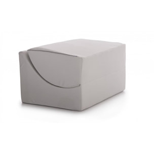 Letto pieghevole Annabella, Pouf trasformabile in letto matrimoniale, 100% Made in Italy, Pouf trasformabile in una chaise longue in ecopelle, Cm 100x200h70, Bianco