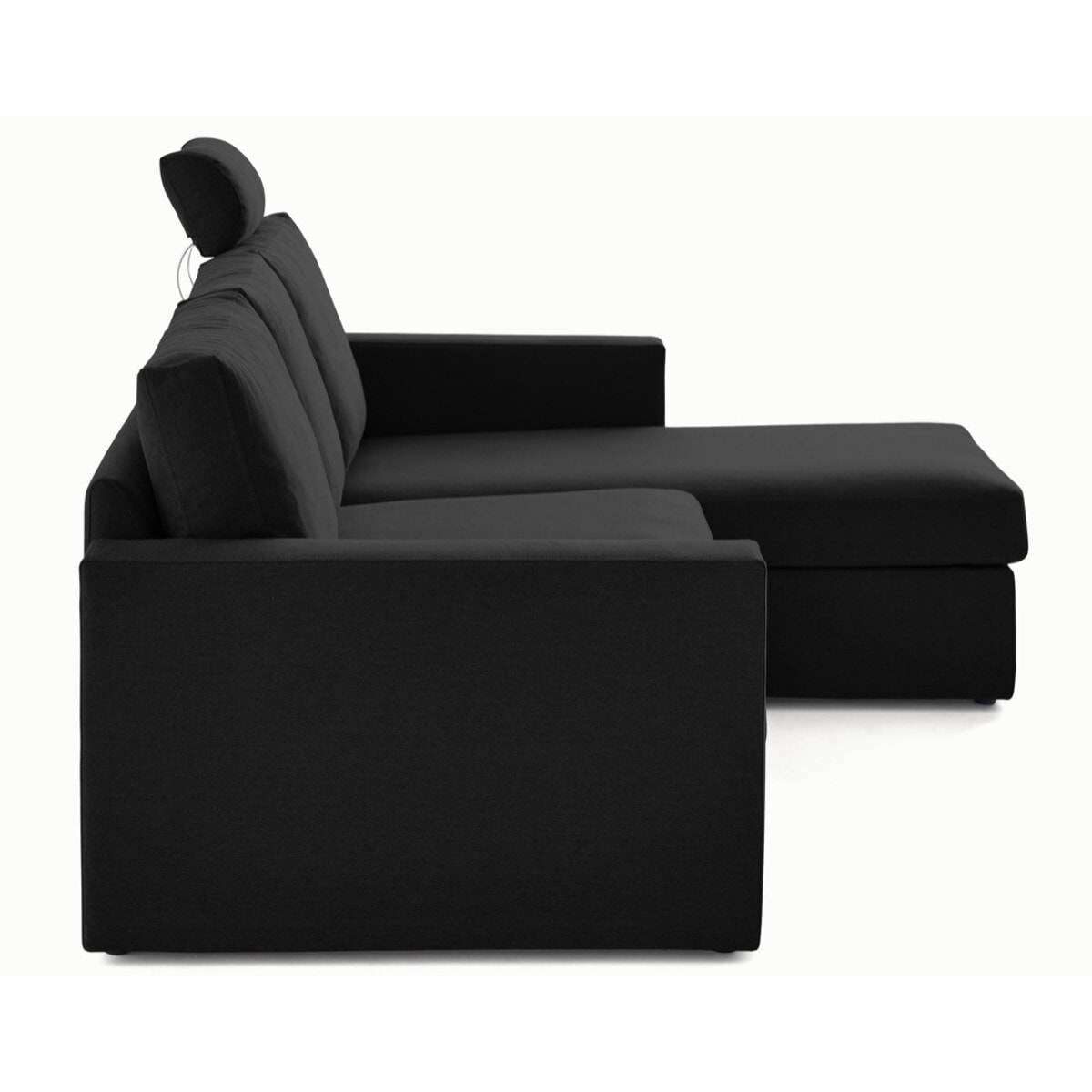 Barrie - canapé d'angle réversible 4 places avec têtière amovible en tissu - Noir