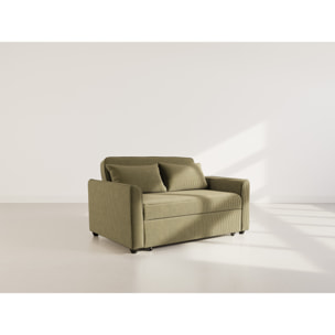 Ernest - Canapé droit 2 places convertible en velours côtelé - Vert