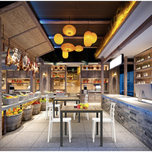 Tavolo RAVENNA in legno finitura rovere rustico e struttura in metallo grigio antracite 80x80 cm