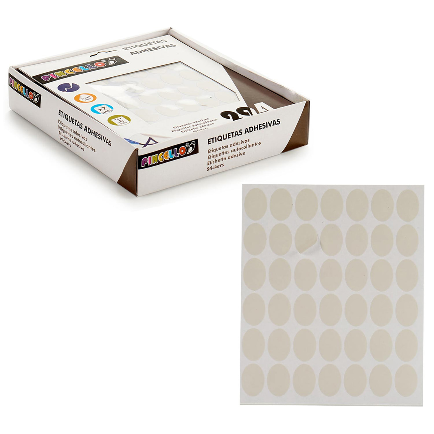 12 PACKSETIQUETAS ADHESIVAS 17X24MM OVAL 7 PAGS