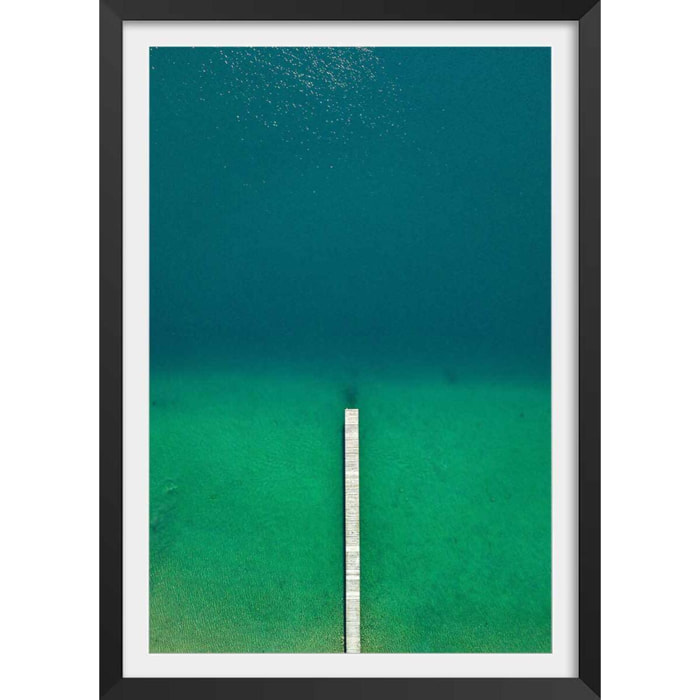 Affiche plage tropiques dans mon coeur Affiche + cadre en bois - Noir