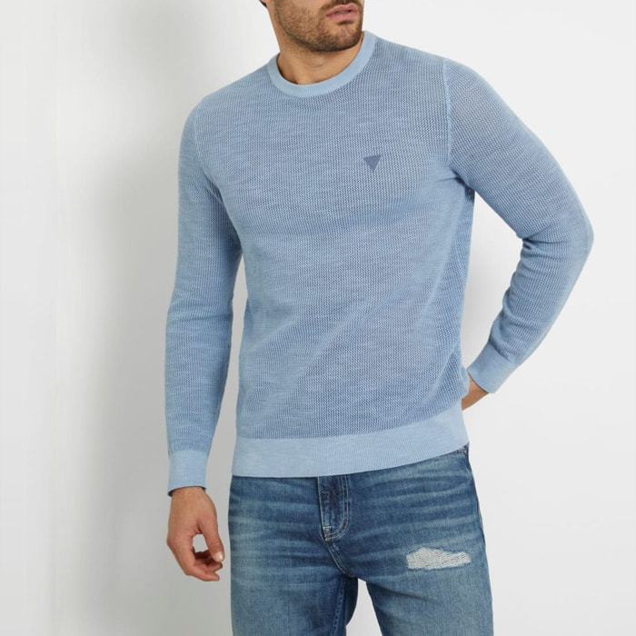 Pull Casey - 100% coton - logo - bleu