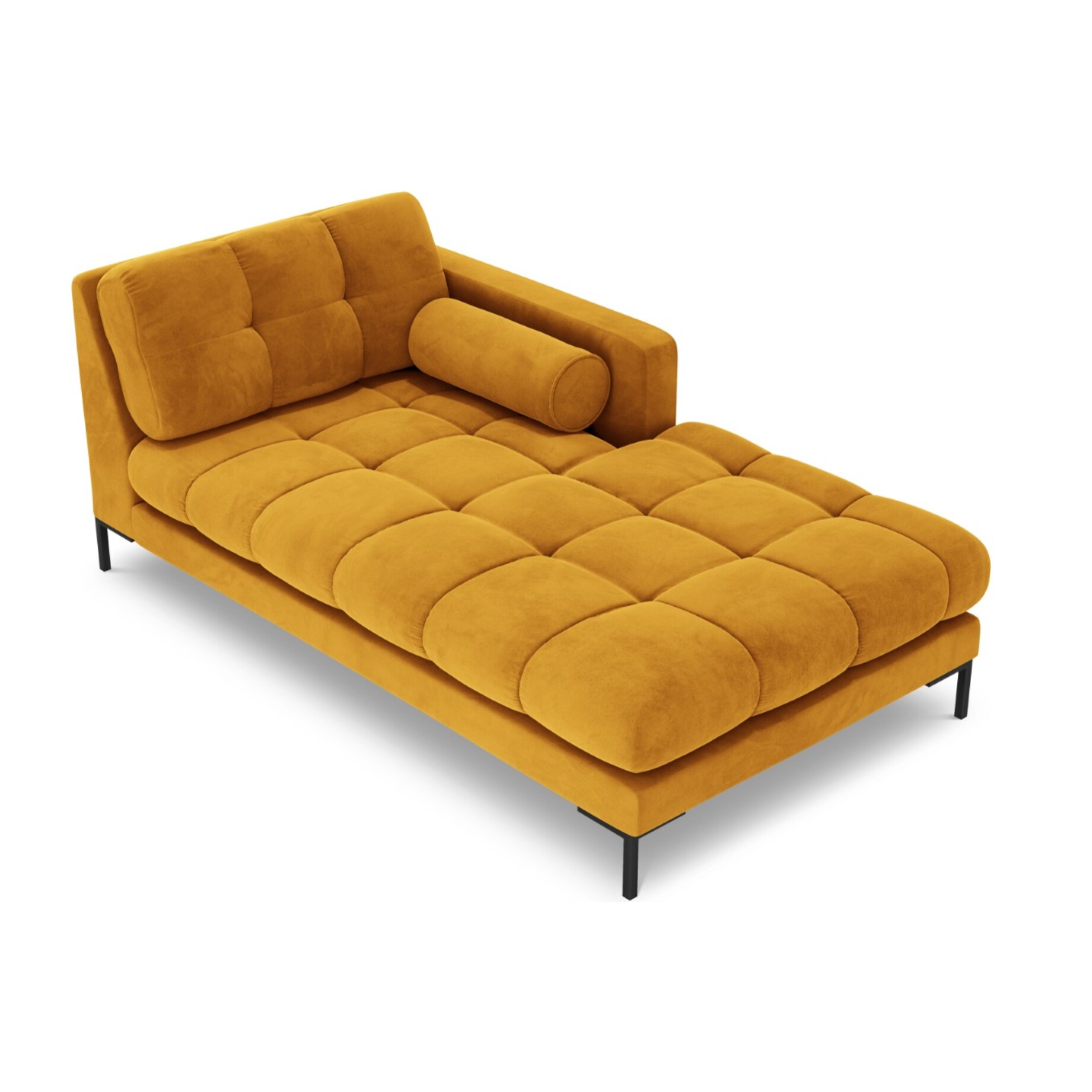 Méridienne droite "Bali" en velours jaune