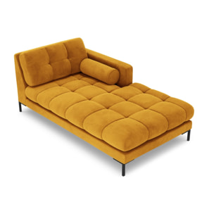 Méridienne droite "Bali" en velours jaune