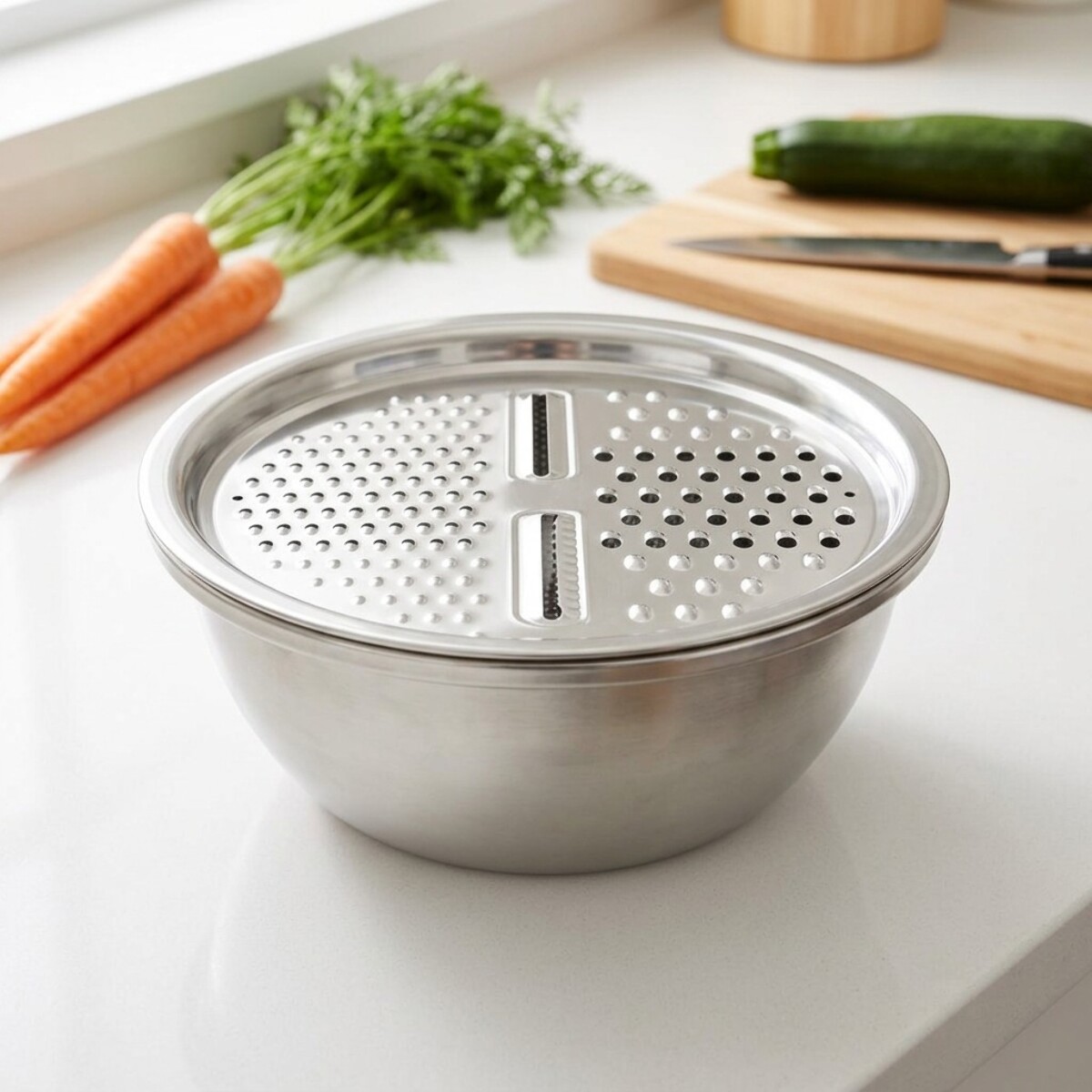Set 3 en 1 Bol à Mixer, Râpe et Passoire 26 cm Fackelmann