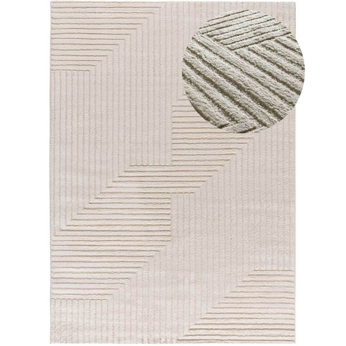 VERONA Alfombra geométrica con relieve en color crema, varias medidas disponibles.