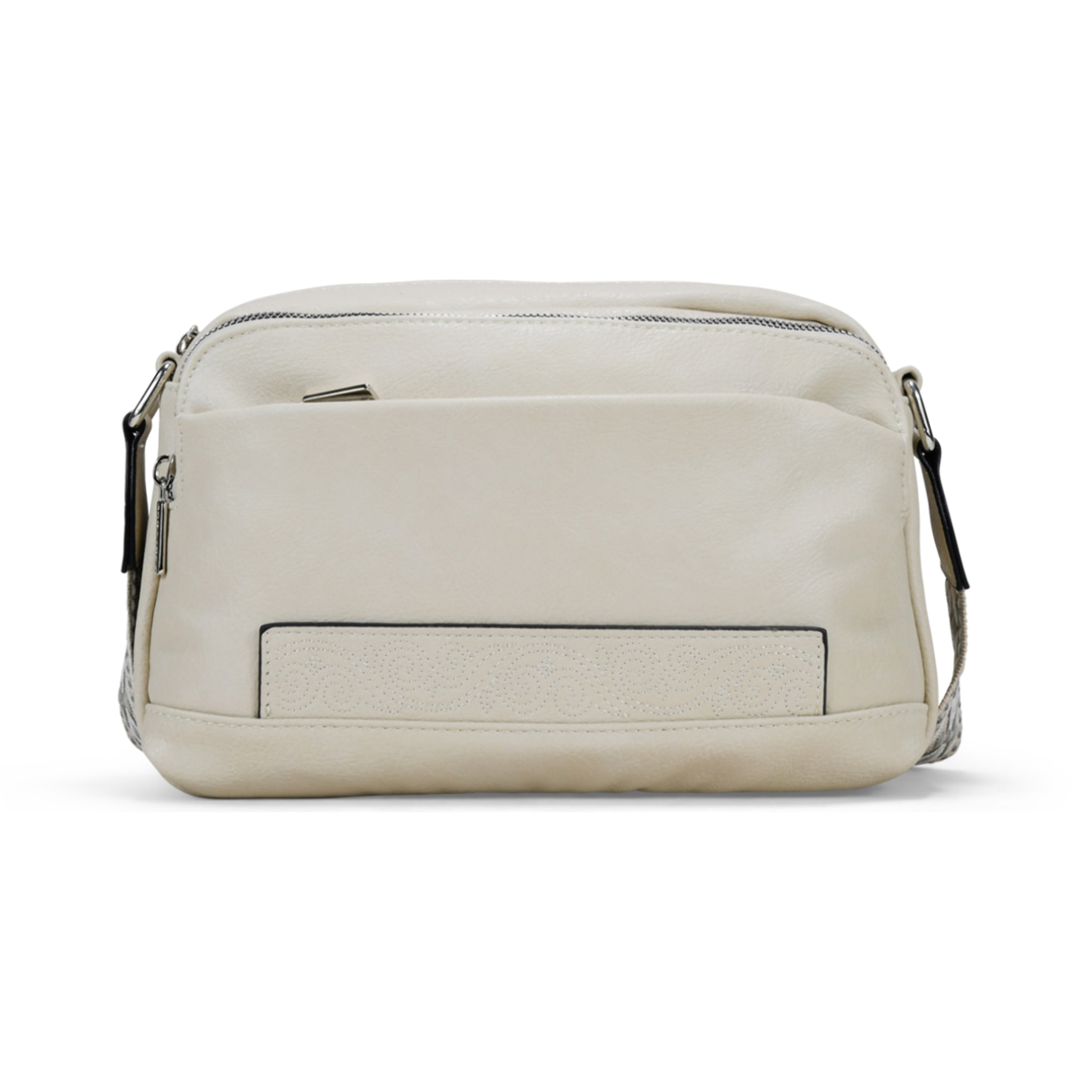 Bolso bandolera beige con asa étnica