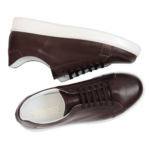Sneakers stringate in pelle di vitello Marrone