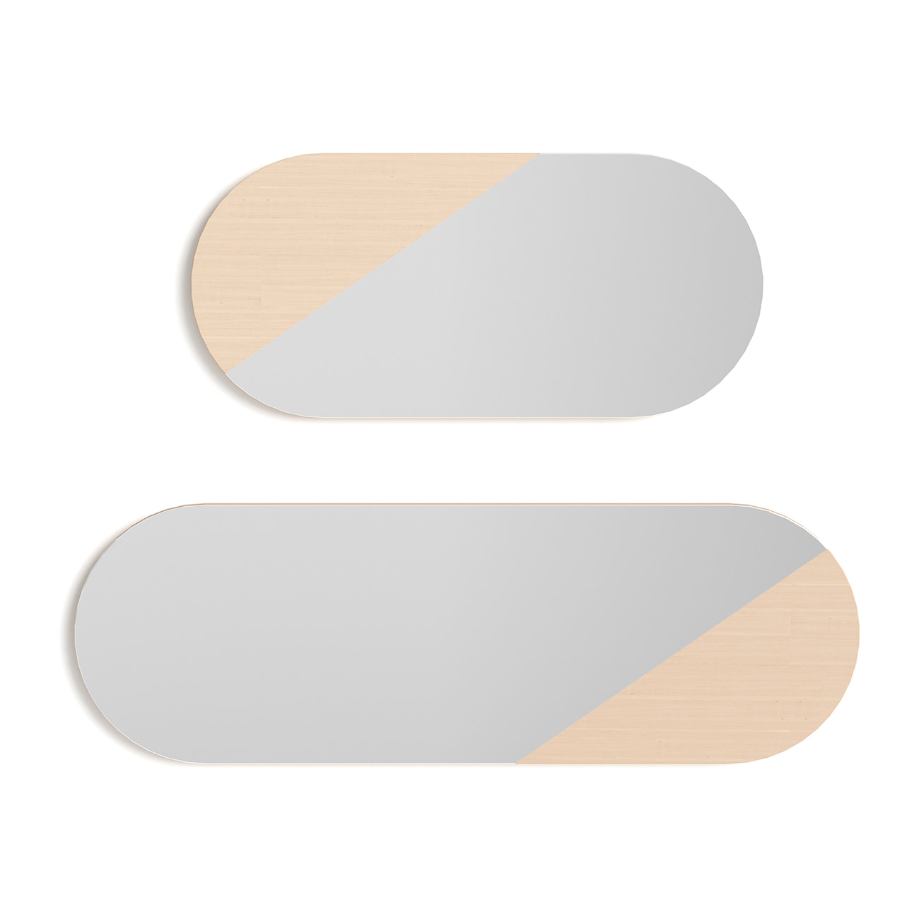 Set de espejos ovalados Aire haya roble claro 90/65x30x2 cm