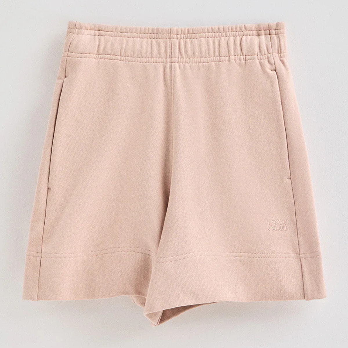 Pantaloncini in cotone nude con logo ricamato