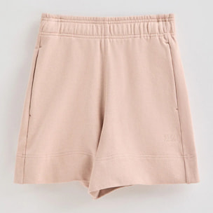 Pantaloncini in cotone nude con logo ricamato