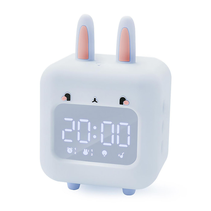 Reloj despertador infantil Conejito con luz LED. Batería recargable.