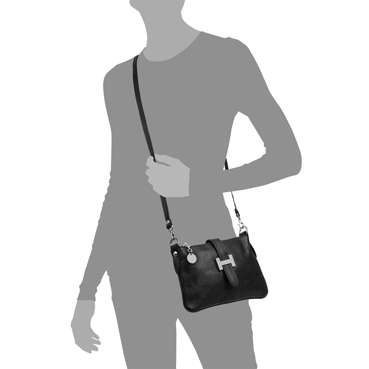FIRENZE ARTEGIANI Borsa a Spalla da Donna Allerona. Vera Pelle Dollaro Made in Italy 24x2x14 Cm. Colore nero