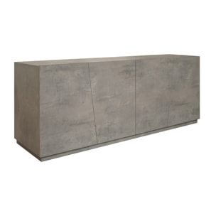 Credenza GORGONA in legno, finitura in grigio cemento, 180x50 cm