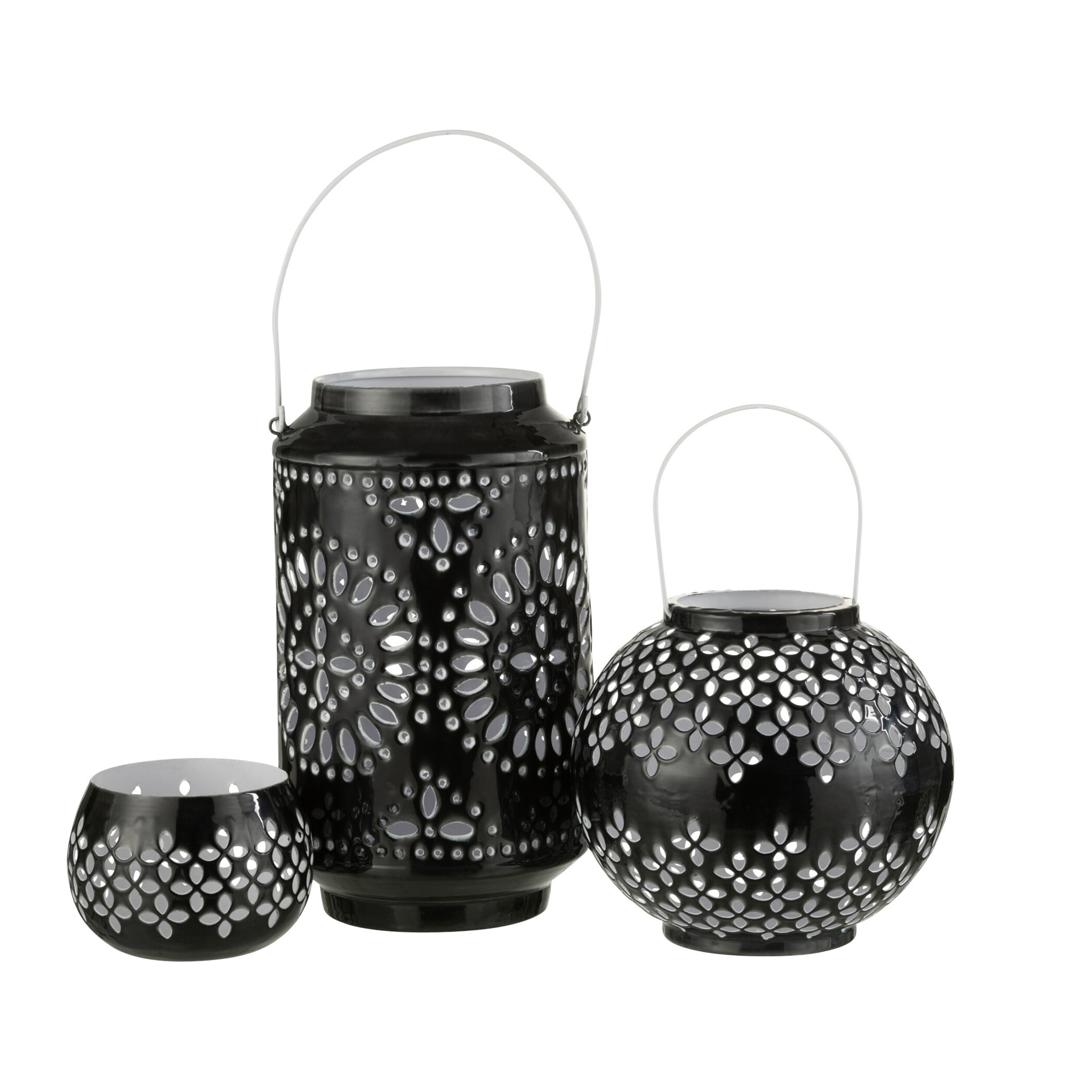 J-Line lanterne Haute Perforé - fer - noir