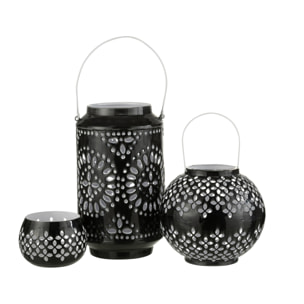 J-Line lanterne Haute Perforé - fer - noir