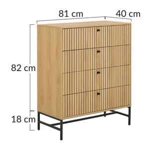 Marc - commode 4 tiroirs - bois - pieds en métal - Bois