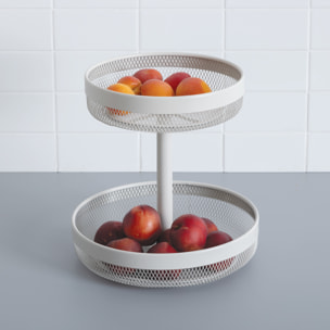 Corbeille "Mayaj" 2 niveaux en métal beige