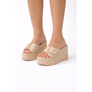 Ciabatta con zeppa - tacco 12,5 cm - plateaux 4,5 cm