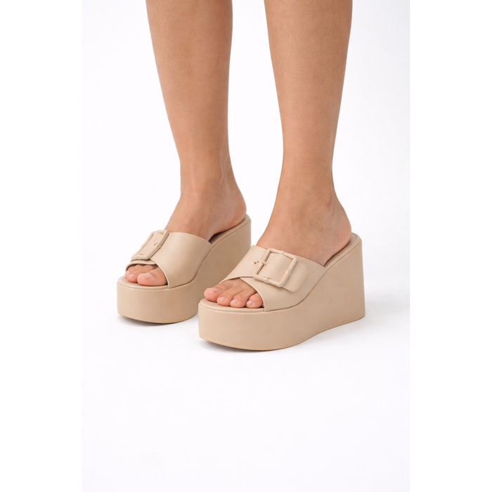 Ciabatta con zeppa - tacco 12,5 cm - plateaux 4,5 cm