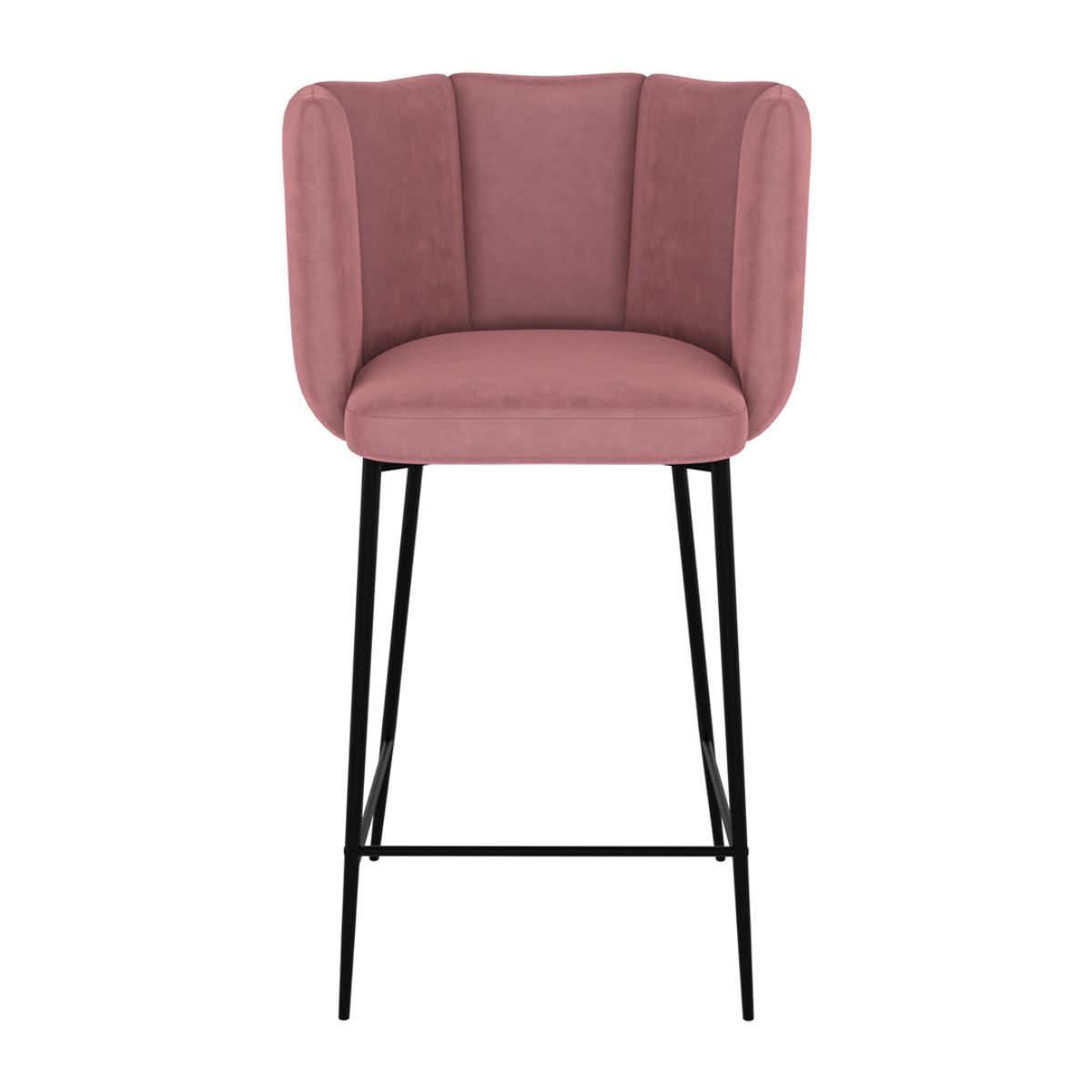 Lot de 2 chaises pour îlot central 67 cm en velours vieux rose - Rosy