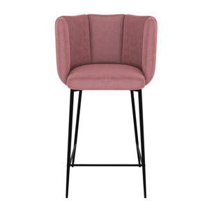 Lot de 2 chaises pour îlot central 67 cm en velours vieux rose - Rosy