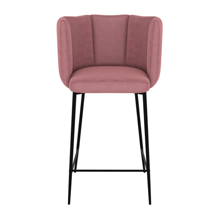 Lot de 2 chaises pour îlot central 67 cm en velours vieux rose - Rosy