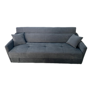 BAKAR Canapé convertible avec coffre en velours côtelé gris 3 places