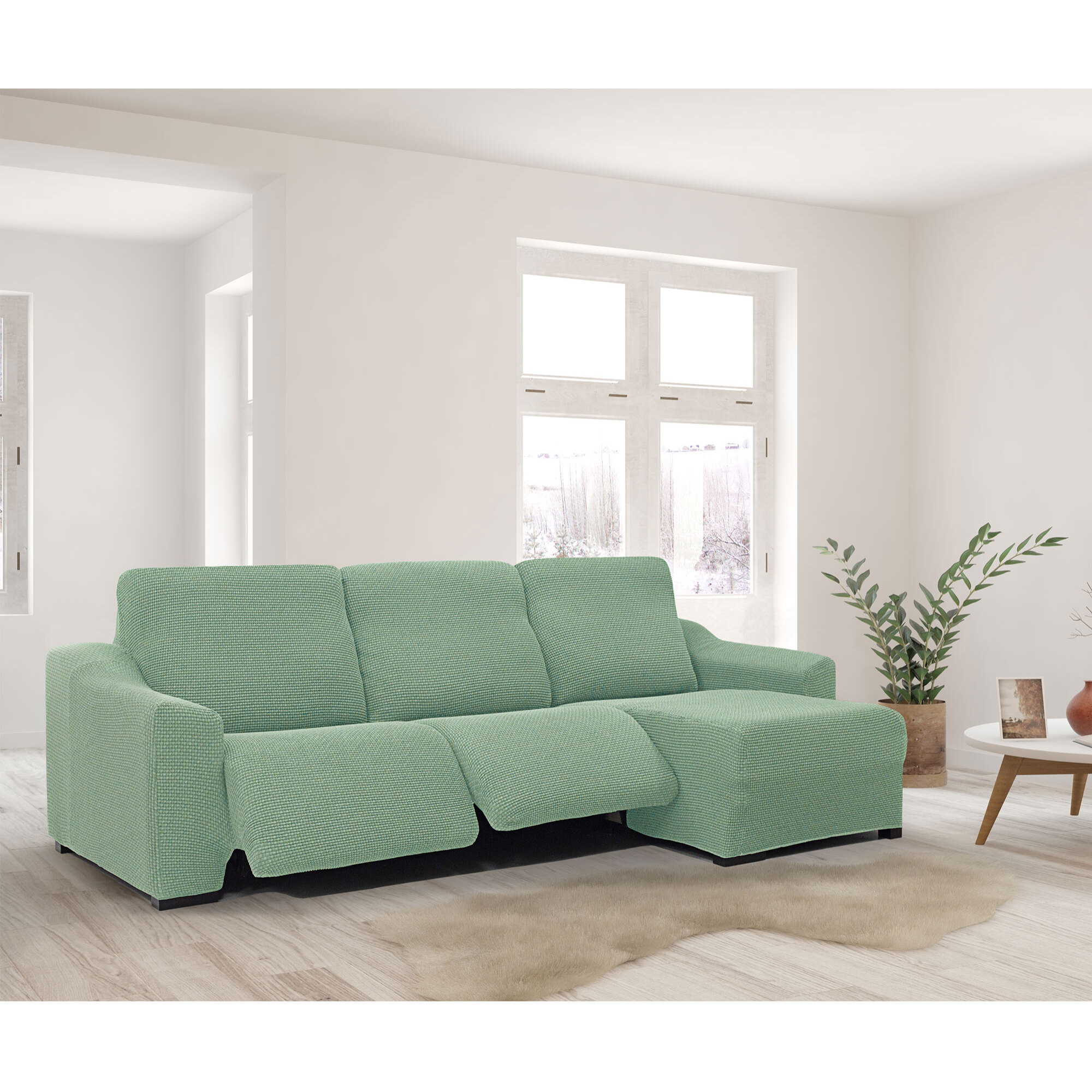 Funda para Chaise Longue derecha (visto de frente ) brazo largo SÚPER ELÁSTICA con RELAX modelo HELENA