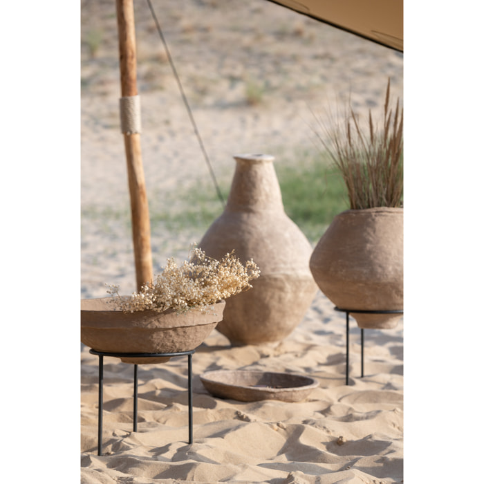 J-Line bloempot Sur Pied Chad - papier maché - brun - Ø 51 cm